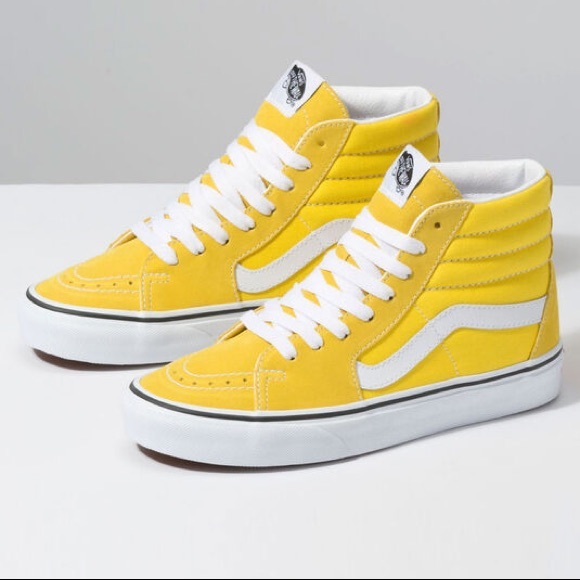 Vans Shoes - Vans Sk8-Hi Vibrant Yellow & White Skate Shoes